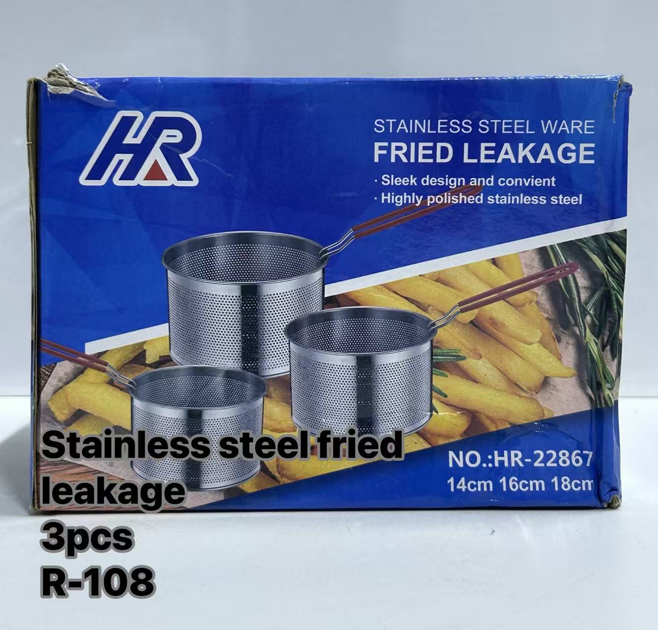 stainless steel fried leakage 3pcs